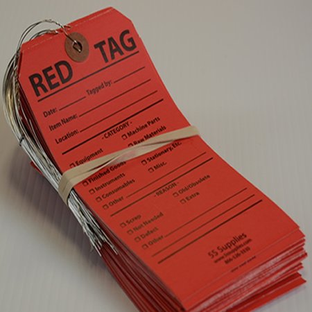 5S SUPPLIES 5S Red Tags Wired, 200PK 5SRDTG-200